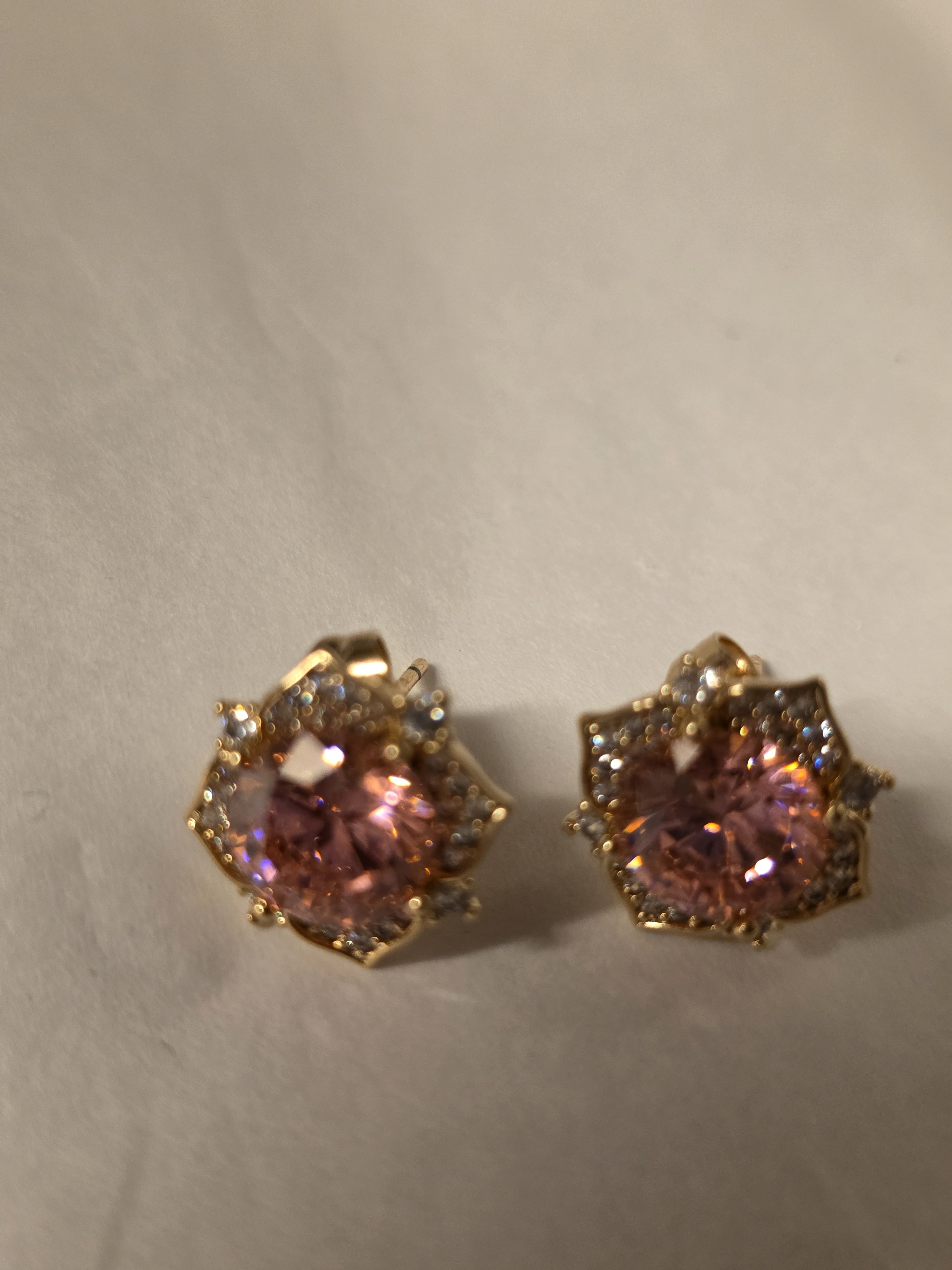 Gold Filled Pink Crystal Stud Earrings 26$